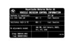 71227627532 - : Emission Label for BMW: 135i Image