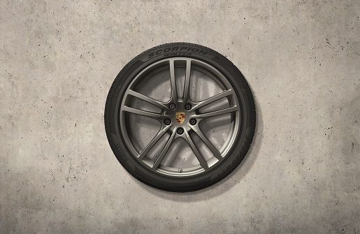 9Y0044630G - : 9YA Cayenne Coupe (2018+) 21" Cayenne Turbo Design Winter Wheel/Tire Set - Platinum (Pirelli) for Porsche Image