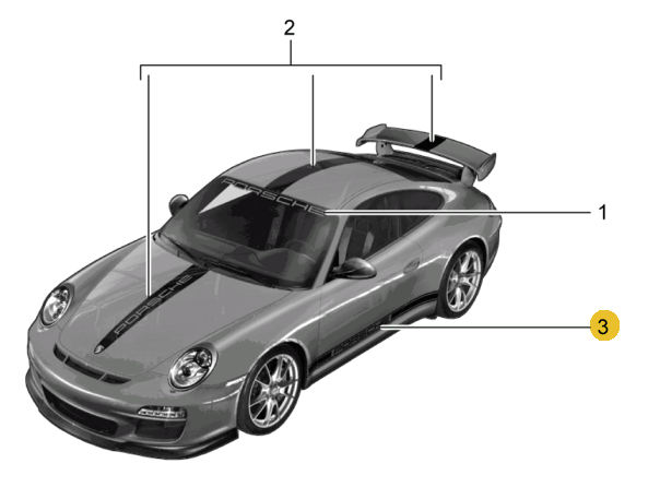 99704485014 - : 997 GT2/GT3 (2007+) Decorative Side Sticker Set for Porsche Image