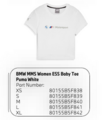 80155B5F838 - : BMW M Motorsport Puma Women ESS Baby Tee - White for BMW Image