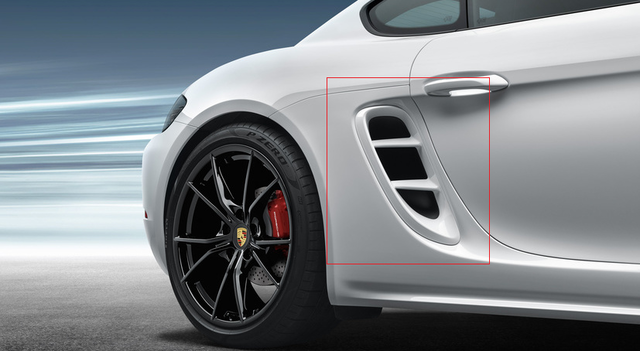98204480030 - Exterior: 982 718 Boxster/Cayman (2017+) Rear Side Section Air Intakes - Primed for Porsche: 718 Boxster, 718 Cayman Image
