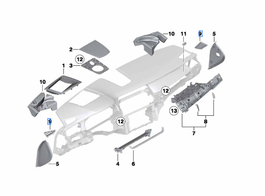 51459172959 - Body: Defroster Nozzle for BMW: 740i, 740Ld xDrive, 740Li, 740Li xDrive, 750i, 750i xDrive, 750Li, 750Li xDrive, 760Li, ActiveHybrid 7 Image