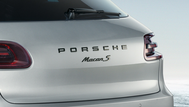 95B04480281G2X - : 95B Macan (2014-2018) Porsche Logo &amp; Model Designation - Primed or Gloss Black for Porsche Image