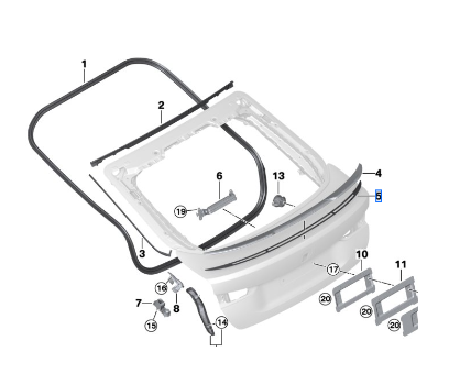 51625A12206 - Body: Rear Spoiler Tape for BMW: 430i Gran Coupe, 430i xDrive Gran Coupe, i4, M440i Gran Coupe, M440i xDrive Gran Coupe Image