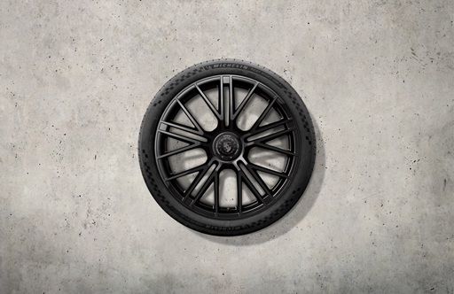 976044660S - : 21-inch Panamera Turbo S, summer wheel-and-tire set, painted in black (high-gloss), with central closure and track tires for Porsche Image