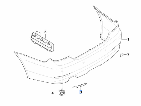 63147183913 - Body: Reflector for BMW: 528i, 528i xDrive, 528xi, 535i, 535i xDrive, 535xi, 550i Image