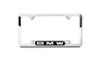 82122433222 - Exterior: Nameplate License Plate Frame - Polished w/ Black Background for BMW: 230i, 230i xDrive, 320i, 320i xDrive, 328d, 328d xDrive, 330e, 330i, 330i GT xDrive, 330i xDrive, 340i, 340i GT xDrive, 340i xDrive, 430i, 430i xDrive, 440i, 440i xDrive, 530i, 530i xDrive, 535i GT, 535i GT xDrive, 540d xDrive, 540i, 540i xDrive, 550i GT xDrive, 640i, 640i Gran Coupe, 640i xDrive, 640i xDrive Gran Coupe, 640i xDrive Gran Turismo, 650i, 650i Gran Coupe, 650i xDrive, 650i xDrive Gran Coupe, 740e xDrive, 740i, 740i xDrive, 750i, 750i xDrive, 840i, Alpina B6 xDrive Gran Coupe, Alpina B7, M2, M240i, M240i xDrive, M3, M340i, M4, M5, M550i xDrive, M6, M6 Gran Coupe, M760i xDrive, M8, X1, X2, X3, X4, X5, X6, X7, Z4 Image