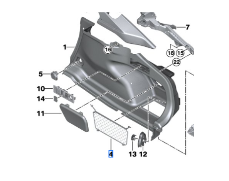 51475A3B0F6 - Body: Net for BMW: 430i Gran Coupe, 430i xDrive Gran Coupe, M440i Gran Coupe, M440i xDrive Gran Coupe Image