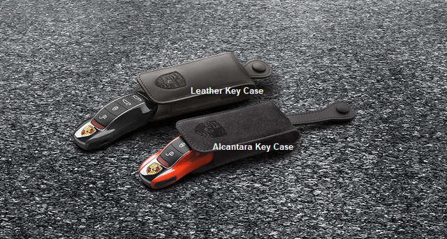 97004400101 - : Leather Key Case Pouch - Multiple colors available for Porsche: 718 Boxster, 718 Cayman, 718 Spyder, Macan Image
