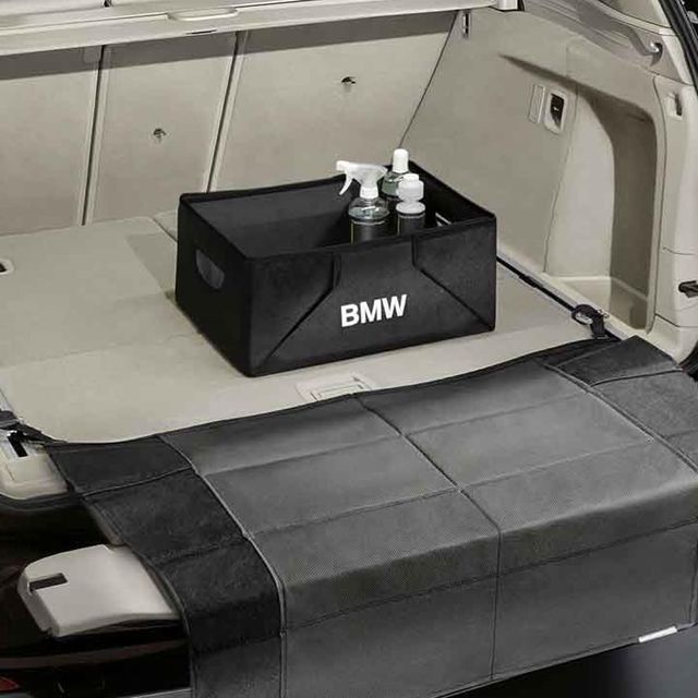 51472303796 - Interior: Folding Container with BMW Wordmark for BMW: 230i, 230i xDrive, 330e, 330i, 330i xDrive, 430i, 430i xDrive, 440i, 440i xDrive, 530i, 530i xDrive, 540i, 540i xDrive, 640i Gran Coupe, 640i xDrive Gran Coupe, 640i xDrive Gran Turismo, 650i Gran Coupe, 650i xDrive Gran Coupe, 740i, 740i xDrive, 750i, 750i xDrive, 840i, Alpina B6 xDrive Gran Coupe, Alpina B7, M2, M240i, M240i xDrive, M3, M340i, M4, M5, M550i xDrive, M6 Gran Coupe, M760i xDrive, M8, X1, X2, X3, X4, X5, X6, X7, Z4 Image