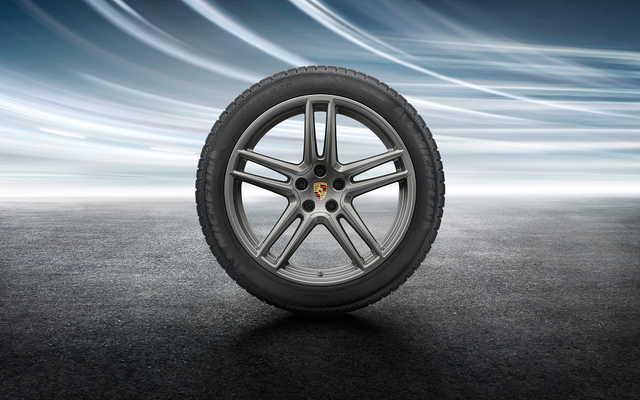 95B044642F - : 95B-2 Macan Gen 2 (2019+) 20" Macan Turbo Satin-Gloss Platinum Winter Wheel/Tire Set for Porsche Image