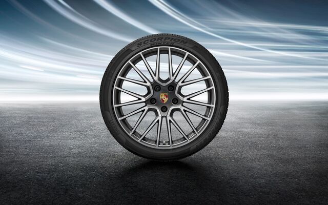 9Y0044632H - : ​9YA Cayenne E3 Coupe (2018+) 21" Cayenne RS Spyder Silver Winter Wheel/Tire Set (Michelin) for Porsche Image