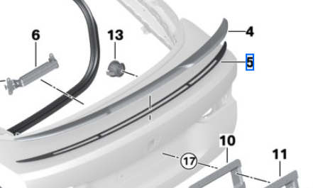 51625A35A70 - Body: Rear Spoiler Tape for BMW: 430i Gran Coupe, 430i xDrive Gran Coupe, i4, M440i Gran Coupe, M440i xDrive Gran Coupe Image
