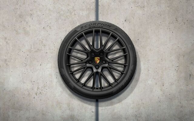 9Y0044612S - : ​9YA Cayenne E3 (2018+) 21" RS Spyder Design Winter Wheel/Tire Set - Black (Michelin) for Porsche Image