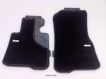 51472339142 - : F30/31/34 3 Series, F80 M3 Carpeted Floor Mats, Front - Luxury Line (Black w Silver Stitching) for BMW Image