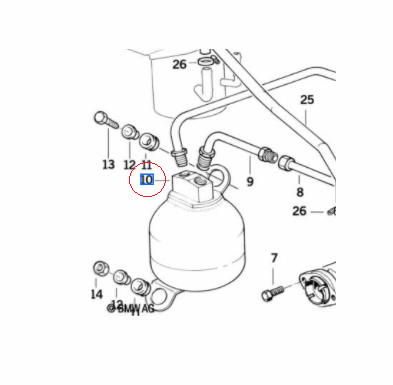 34331162056 - Brakes: ABS Accumulator for BMW Image