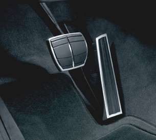 35000410100 - Interior: Stainless Steel Pedal Pads Set - Automatic Transmission for BMW: 128i, 135i, 135is, 320i, 320i xDrive, 325Ci, 328d, 328d xDrive, 328i, 328i xDrive, 328xi, 330Ci, 330xi, 335d, 335i, 335i xDrive, 335is, 335xi, 340i, 340i xDrive, 525i, 525xi, 528i, 528i xDrive, 528xi, 530i, 530xi, 535i, 535xi, 550i, 650i, 750i, 750Li, 760i, 760Li, M5, X3, X5, X6, Z4 Image