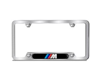 82122456422 - Exterior: Brushed M Logo Plate Frame - Black Logo for BMW: 230i, 230i xDrive, 320i, 320i xDrive, 328d, 328d xDrive, 330e, 330i, 330i GT xDrive, 330i xDrive, 340i, 340i GT xDrive, 340i xDrive, 430i, 430i xDrive, 440i, 440i xDrive, 530i, 530i xDrive, 540d xDrive, 540i, 540i xDrive, 640i, 640i Gran Coupe, 640i xDrive, 640i xDrive Gran Coupe, 640i xDrive Gran Turismo, 650i, 650i Gran Coupe, 650i xDrive, 650i xDrive Gran Coupe, 740i, 740i xDrive, 750i, 750i xDrive, 840i, Alpina B6 xDrive Gran Coupe, Alpina B7, M2, M240i, M240i xDrive, M3, M340i, M4, M5, M550i xDrive, M6, M6 Gran Coupe, M760i xDrive, M8, X1, X2, X3, X4, X5, X6, X7, Z4 Image