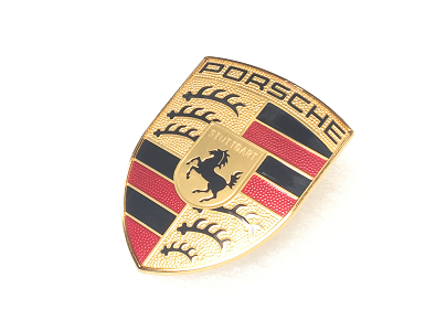 9P1853601 - : Hood Crest Emblem for Porsche: 718 Boxster, 718 Cayman, 718 Spyder, 911, Boxster, Cayenne, Cayman, Macan, Panamera, Taycan Image