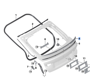 51625A12205 - Body: Rear Spoiler for BMW: 430i Gran Coupe, 430i xDrive Gran Coupe, i4, M440i Gran Coupe, M440i xDrive Gran Coupe Image