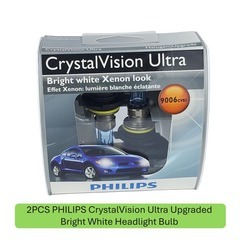 2PCS PHILIPS 9006 CrystalVision Ultra Upgraded Bright White Headlight Bulb