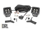 70052DRLA - : LED Light Kit | Hinge Mount | 2" Black Pair | Amber DRL | Fits Jeep Gladiator JT/Wrangler JL (18-25) for Rough Country Image