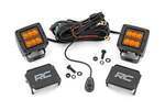70903A - : 2 Inch LED Light Pods | Spot Beam | Amber Lens | Square for Rough Country Image