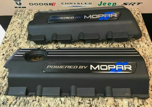 PBMOPARCFBLUE - : Challenger Charger 345 Hemi Engine Cover Valve Powered By Mopar CF 2 Pcs Blue for CUSTOM Image