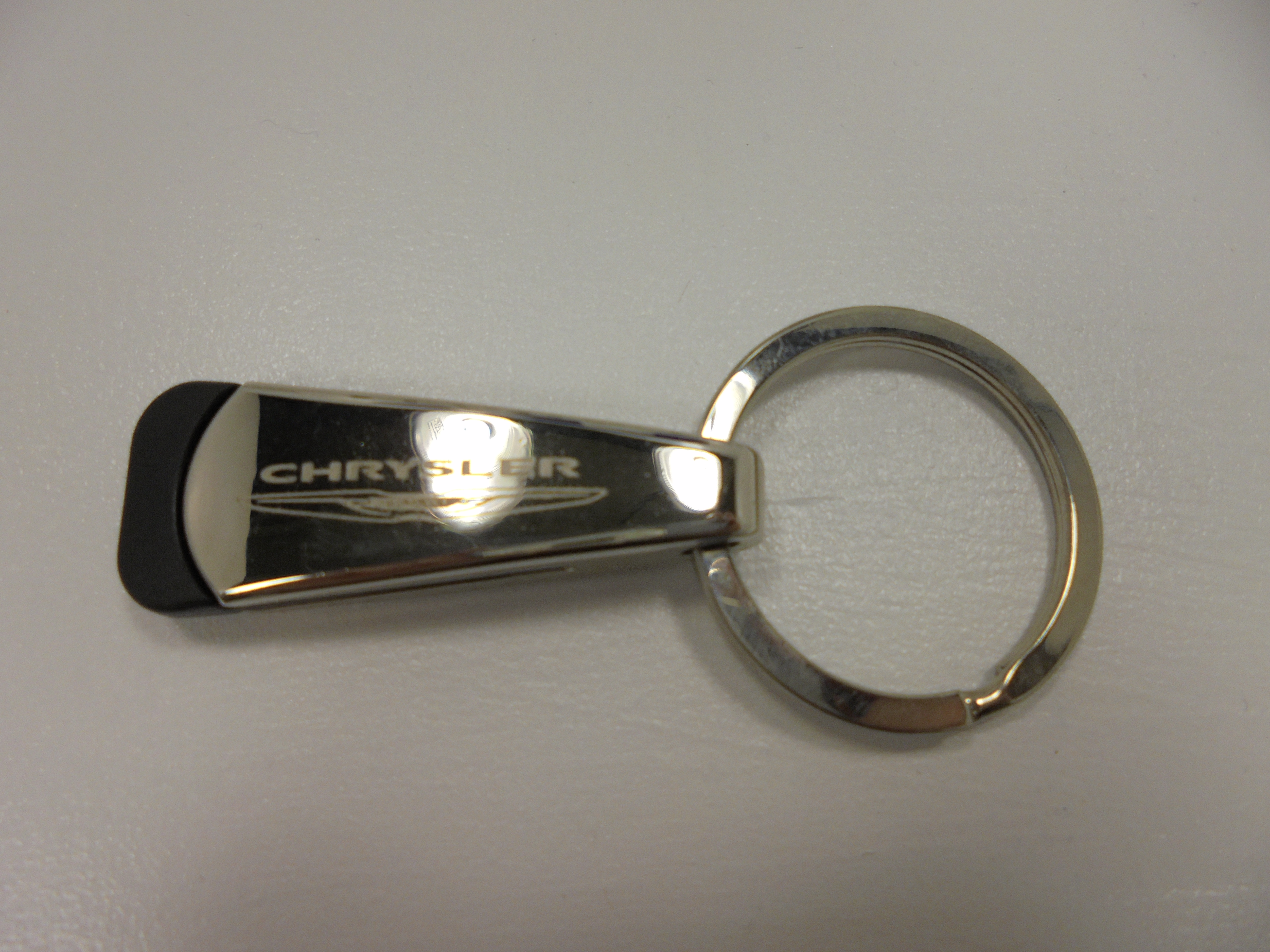 1035J - : New Chrysler Winged Logo Tear Drop Key Chain Tag Chrome for Mopar Image