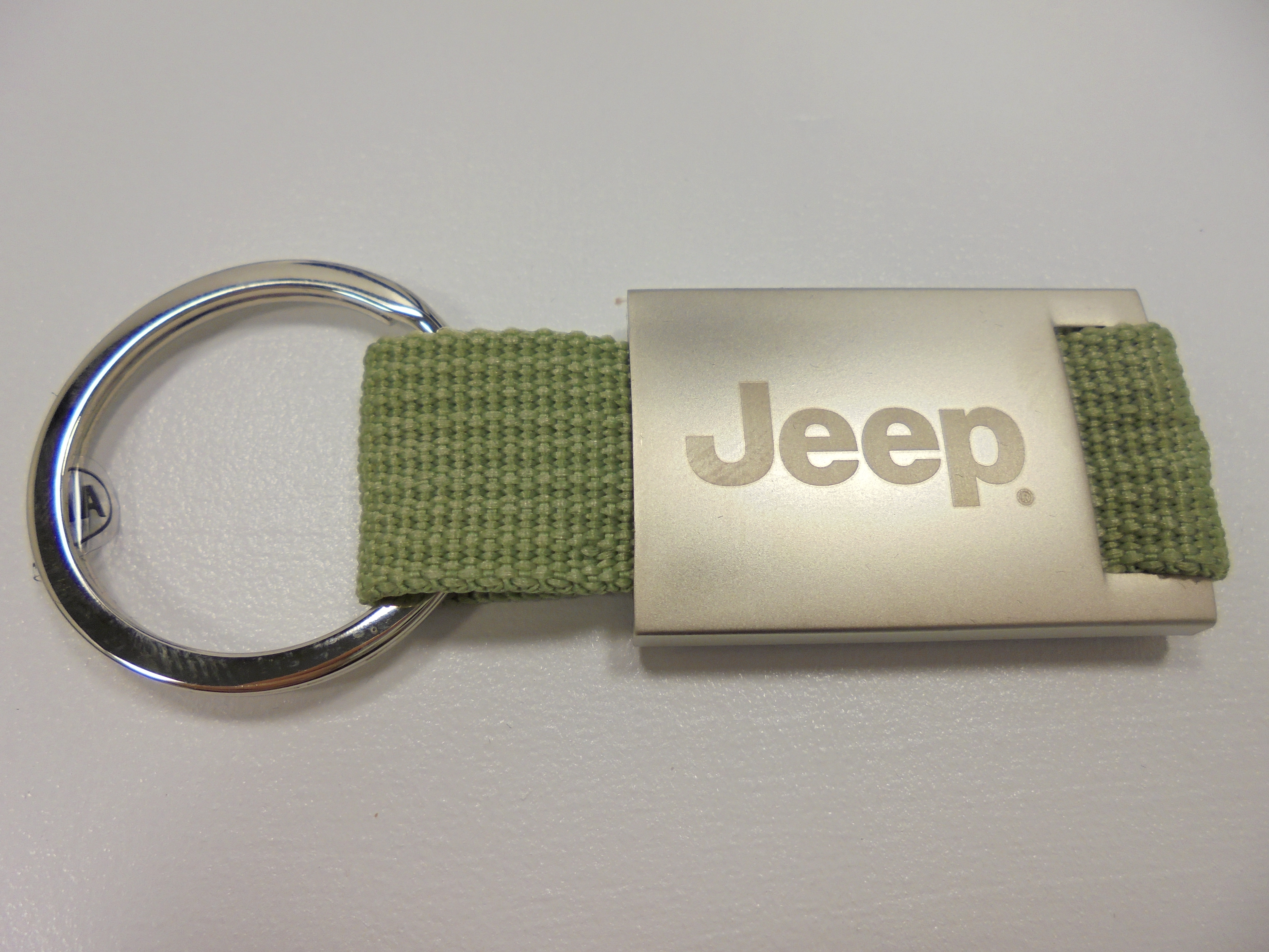 105V2 - : New Jeep Pendant Key Chain Tag Green &amp; Nickel Finish for Mopar Image