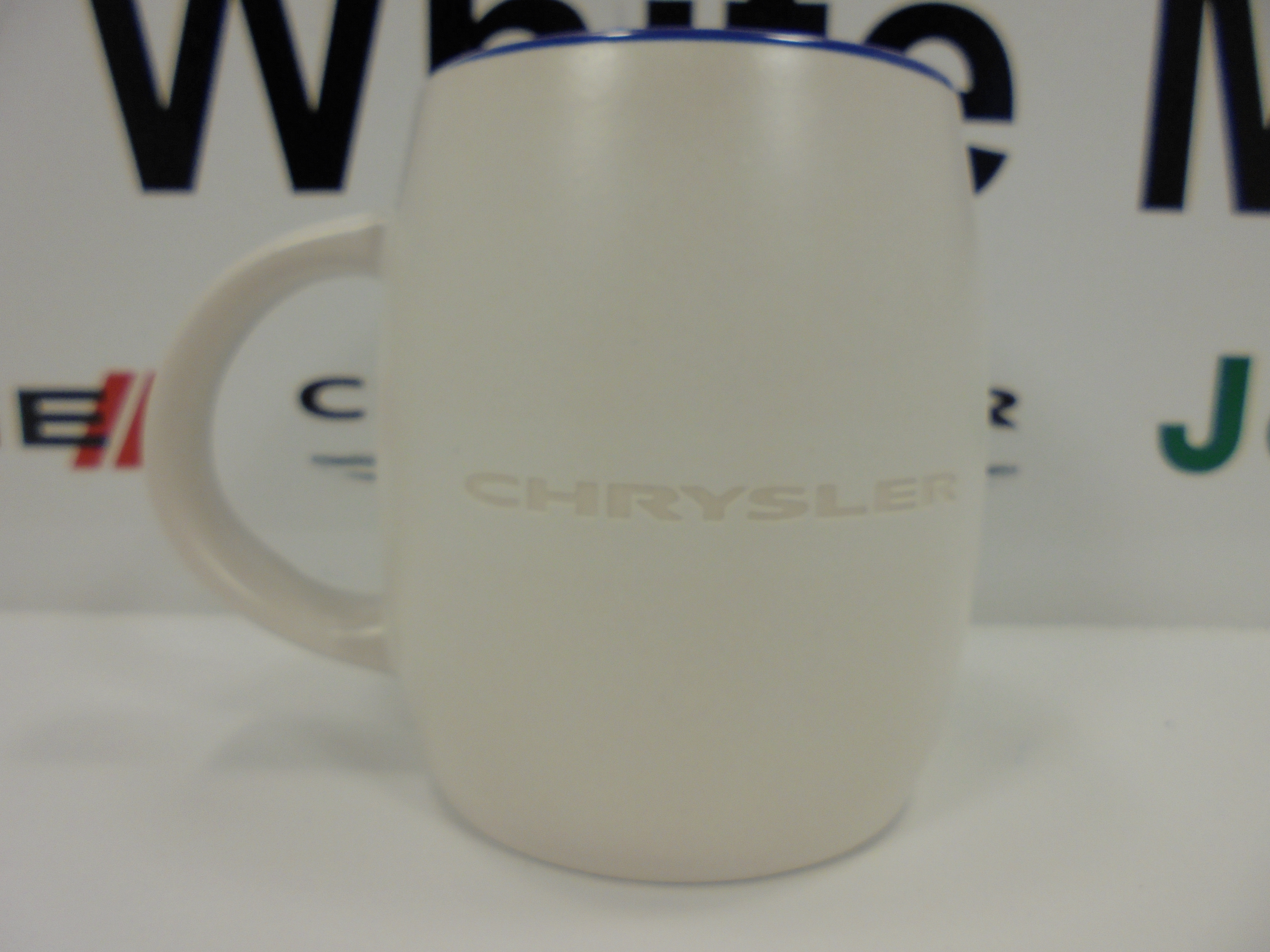 10N5M - : New Chrysler 16Oz Deep Etch Ceramic Mug Cobalt Blue And Beige Mopar Factory Oem for Mopar Image
