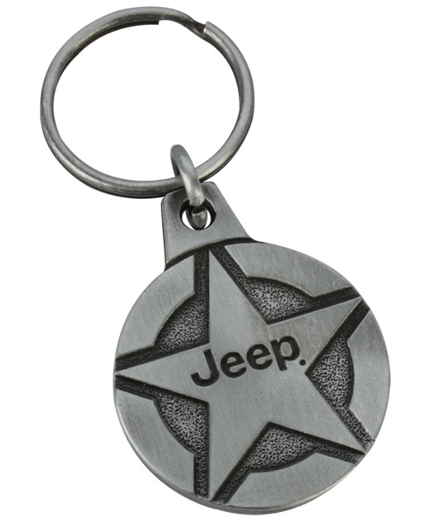 11DHV - : New JeepÂ® Star Key Chain Keychain Tag Antique Silver 1 3/8" for Mopar Image