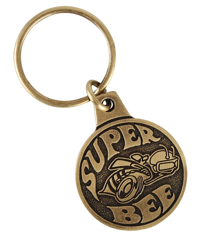11F3F - : New Dodge Super Bee Key Chain Tag Antique Brass Made in the USA for Mopar Image