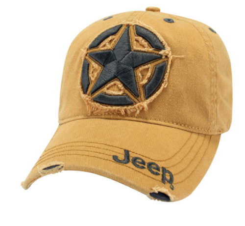 114JF - : New Jeep Â® 3D Star Cap Baseball Hat Cap Embroidered Yellow Distressed Mopar for Mopar Image
