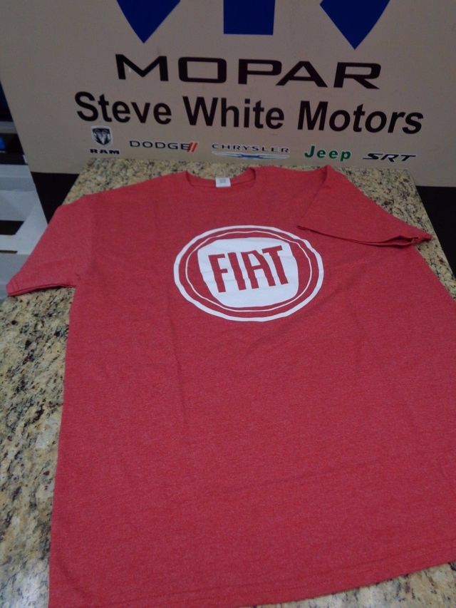 1215PXL - : New Fiat Stamp Logo T-Shirt Shirt Tshirt Red &amp; White XL 50% cotton 50% poly for Mopar Image