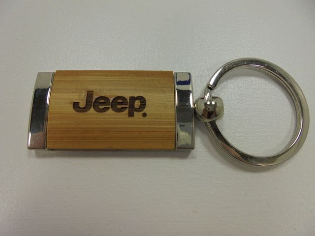 10NE8 - : New Jeep Wooden &amp; Metal Key Chain Tag Jeep Logo for Mopar Image