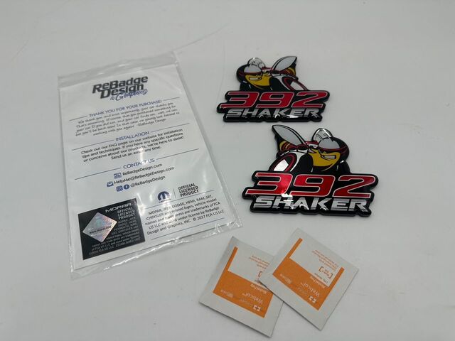 SWM392SHAKER - : Dodge Challenger 392 Scat Shaker Hood Fender Emblem Decal Badge 2 Left &amp; Right for SW PERFORMANCE Image