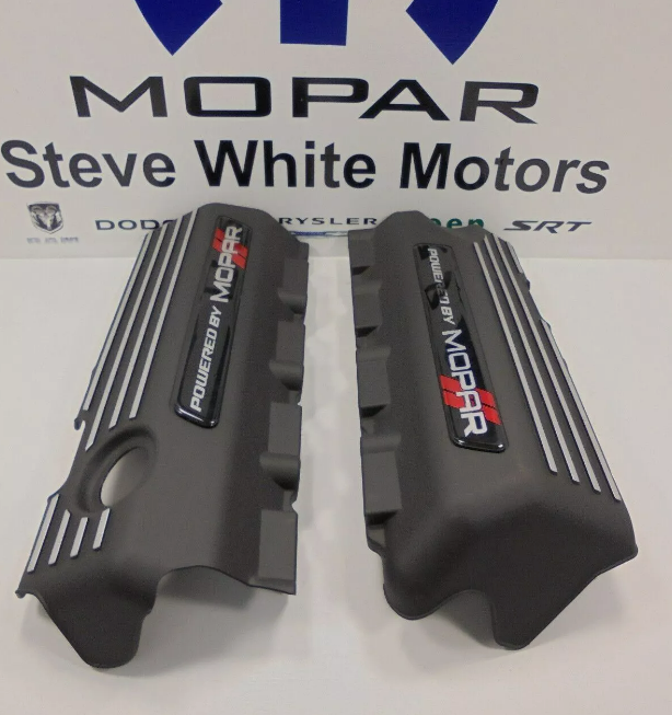 PBMOPARRED - : Challenger Charger 345 Hemi Engine Cover Valve Powered By Mopar Oem 2 Pcs Red for CUSTOM Image