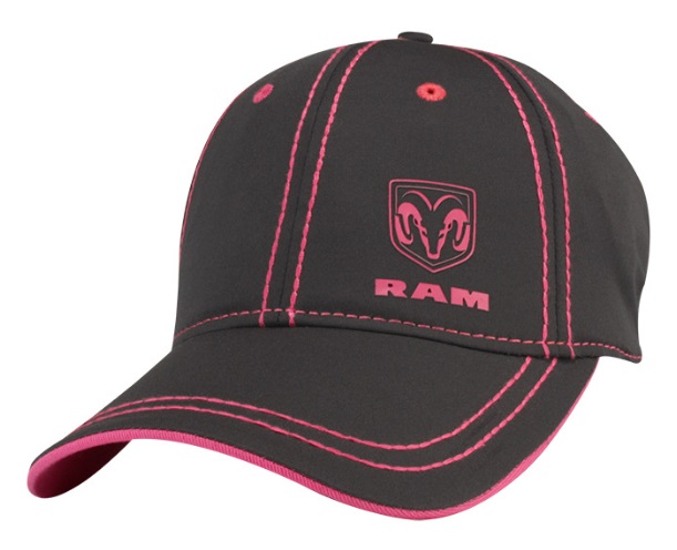 11G27 - : New Ram Ladies Performance Ponytail Fit Cap Hat Charcoal &amp; Pink for Mopar Image