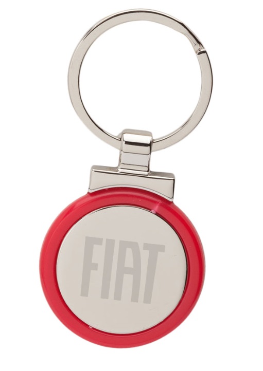 11H53 - : New FIAT Circle Key Chain Key Tag Keychain Red &amp; Silver for Mopar Image