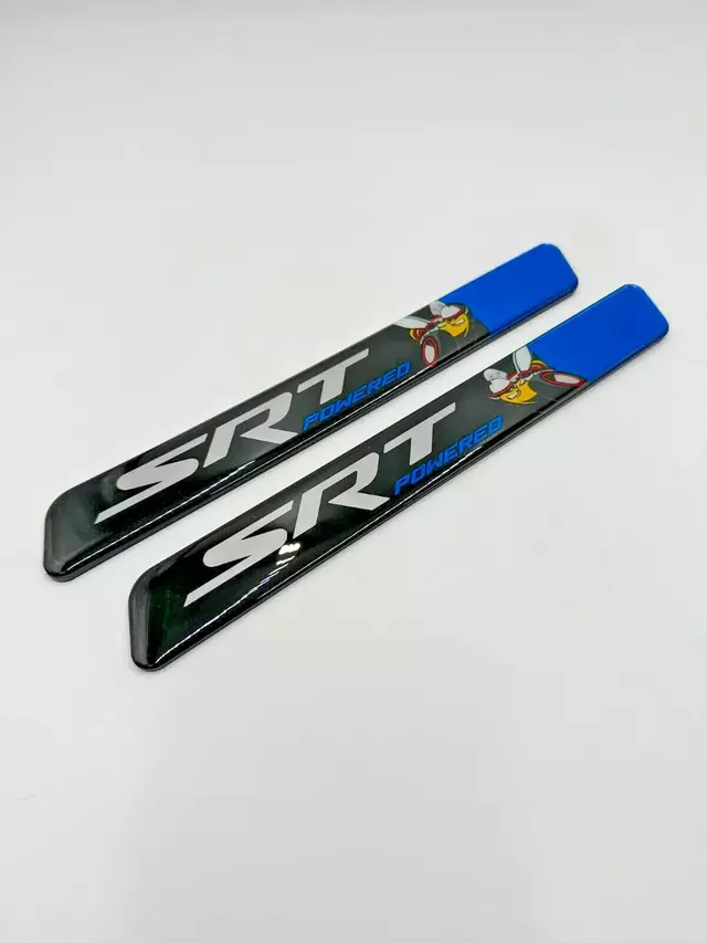 SWMINSERTSPBSRTBLUE - : Challenger Charger Engine Half Cover Powered By SRT Bee Inserts Emblems Blue for SW PERFORMANCE Image