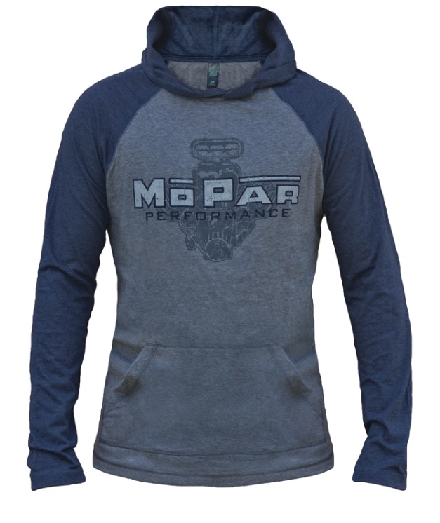 A72349942Z - : New Mopar Performance Vintage Engine Hooded Long Sleeve T-Shirt Shirt Navy 2XL for Mopar Image