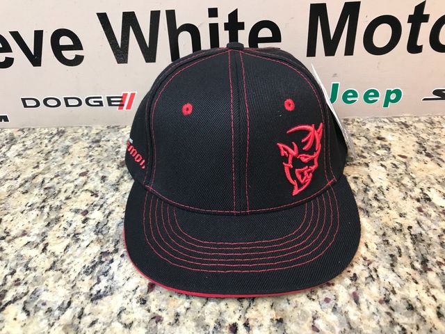 123XM - : New Demon Flat Brim Cap Baseball Hat Cap Ballcap Black &amp; Red One Size Fits Most for Mopar Image