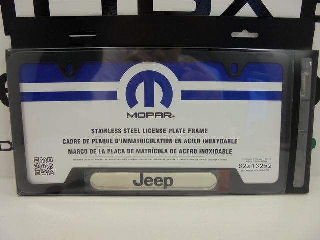 82213252AB - Exterior Accessories: License Plate Frame for Jeep: Cherokee, Compass, Gladiator, Grand Cherokee, Grand Cherokee L, Grand Cherokee WK, Grand Wagoneer, Grand Wagoneer L, Patriot, Renegade, Wagoneer, Wagoneer L, Wrangler Image