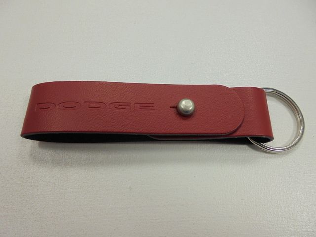 11H8G - : New Dodge Debossed Red Leather Key Loop Keychain Key Chain for Mopar Image