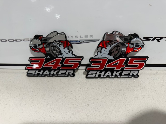 SWM345SHAKER - : Dodge Challenger RT 345 Shaker Hood 3D Fender Emblem Decal Badge 2 Left &amp; Right for SW PERFORMANCE Image