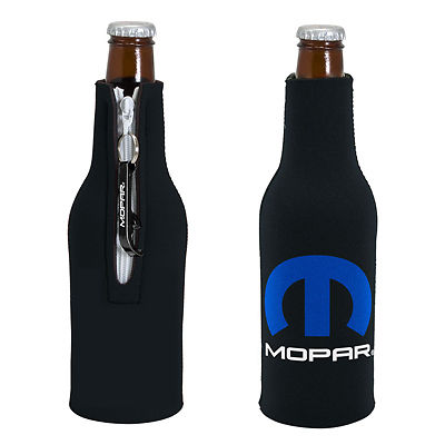 A69782842N - : New Mopar Neoprene Bottle Coozie Black Mopar Logo With Bottle Opener Genuine Oe for Mopar Image