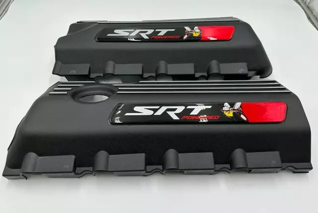 PBSRTBEERED - : Challenger Charger Durango Engine Half Covers Powered By SRT 2 Pcs Red for SW PERFORMANCE Image