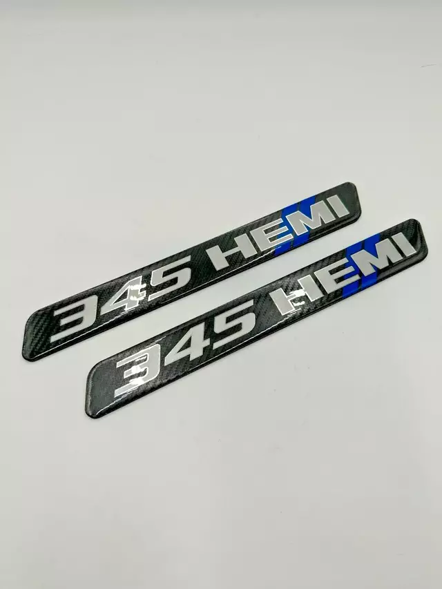 SWMCFBLUE - : Challenger Charger Engine Half Cover Valve 5.7L 345 Insert Emblem Carbon F Blue for SW PERFORMANCE Image