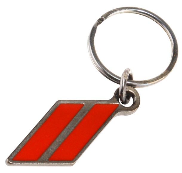 11HJJ - : New Dodge Stripes Rhombus Key Tag Keychain Key Chain Red &amp; Antique Silver for Mopar Image